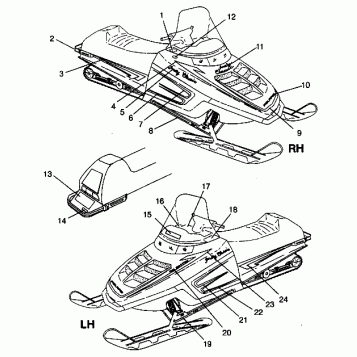 HOOD - DECALS CLASSIC 0942865 and  CLASSIC TOURING 0942875 (4924962496011A)