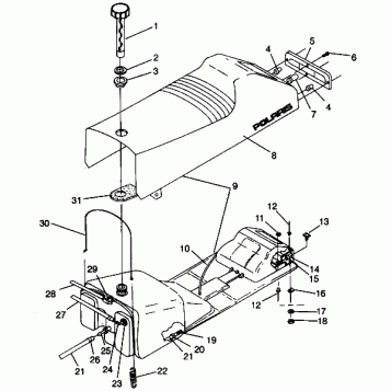 SEAT and GAS TANK ASSEMBLY 500 EFI 0942774 and EFI SKS 0942574 (4924982498002A)