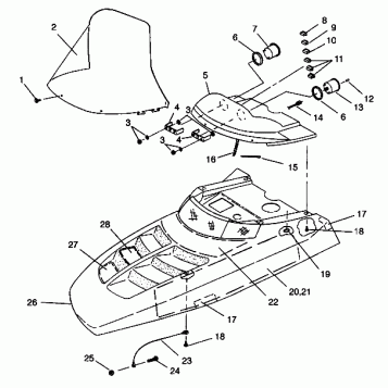 HOOD ASSEMBLY 500 EFI 0942774 and EFI SKS 0942574 (4924982498005A)
