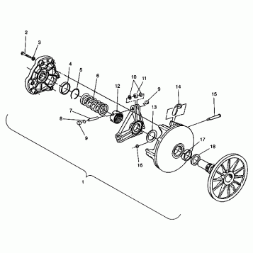 DRIVE CLUTCH ASSEMBLY 500 EFI 0942774 and EFI SKS 0942574 (4924982498025A)