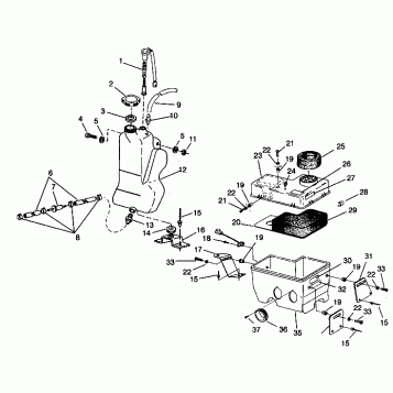 OIL TANK / AIR BOX ASSEMBLY 500 EFI 0942774 and EFI SKS 0942574 (4924982498029A)