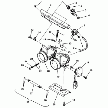 THROTTLE BODY ASSEMBLY 500 EFI 0942774 and EFI SKS 0942574 (4924982498035A)