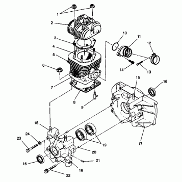 CRANKCASE and CYLINDER ASSEMBLY STARLITE 0943427 (4924992499032A)