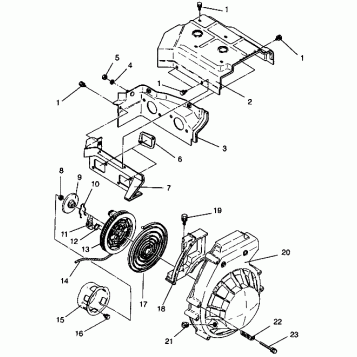 BLOWER HOUSING & RECOIL ASSEMBLY LITE GT 0943133 and STARLITE GT 0943127 (49250125010044)