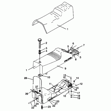 SEAT and GAS TANK ASSEMBLY SPORT 0940443 and SPORT SKS 0940243 (4925052505003A)