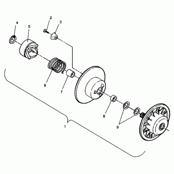 DRIVEN CLUTCH ASSEMBLY SPORT 0940443 and SPORT SKS 0940243 (4925052505028A)