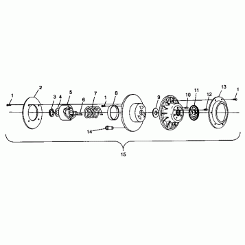 DRIVEN CLUTCH ASSEMBLY 600 XCR 0941667 (4927092709024A)
