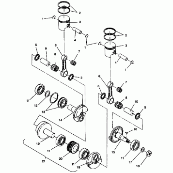 PISTON and CRANKSHAFT 440 E942760 and 440 SKS E942560 (49273927390035)