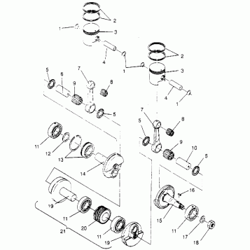 PISTON and CRANKSHAFT SPORT 0950443, SPORT TOURING 0950243  and EUROPEAN SP (4928822882C013)