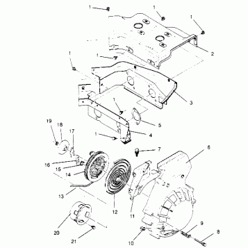 BLOWER HOUSING and  RECOIL STARTER ASSEMBLY SPORT 0950443, SPORT TOURING 09 (4928822882D004)