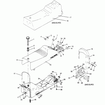 SEAT and GAS TANK ASSEMBLY XLT 0950756, XLT SKS 0950556,  XLT SKS EURO E950 (4928842884A008)