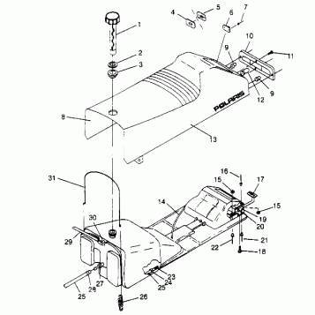 SEAT and GAS TANK ASSEMBLY  TRAIL 0952761 (4928862886A009)