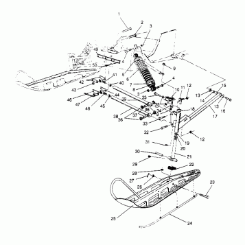 FRONT SUSPENSION and SKI WIDETRAK GT 0952061 and  EUROPEAN WIDETRAK GT E952 (4928962896B001)