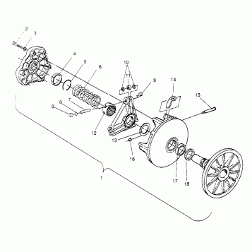 DRIVE CLUTCH ASSEMBLY WIDETRAK GT 0952061 and  EUROPEAN WIDETRAK GT E952061 (4928962896C002)