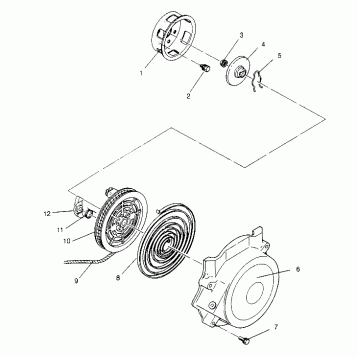 RECOIL STARTER ASSEMBLY Storm 0950782, Storm SKS 0950582,  Euro Storm E9507 (4929012901D004)