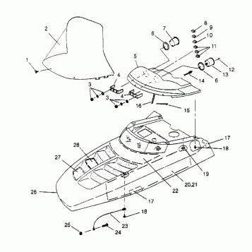 HOOD ASSEMBLY  500 EFI 0952774, EFI SKS 0952574,   EFI SKS PT 0952974, and (4929052905A014)