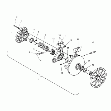 DRIVE CLUTCH ASSEMBLY  500 EFI 0952774, EFI SKS 0952574,   EFI SKS PT 09529 (4929052905C003)