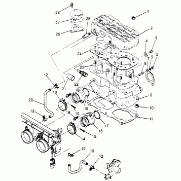 CYLINDER ASSEMBLY  500 EFI 0952774, EFI SKS 0952574,   EFI SKS PT 0952974, (4929052905C011)