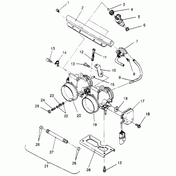 THROTTLE BODY ASSEMBLY  500 EFI 0952774, EFI SKS 0952574,   EFI SKS PT 0952 (4929052905C014)