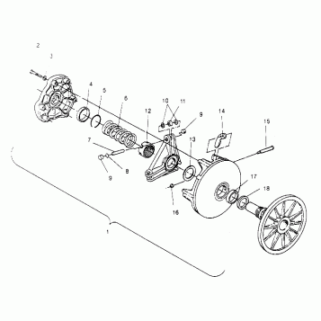 DRIVE CLUTCH ASSEMBLY 600 XCR 0951676 (4929132913B014)