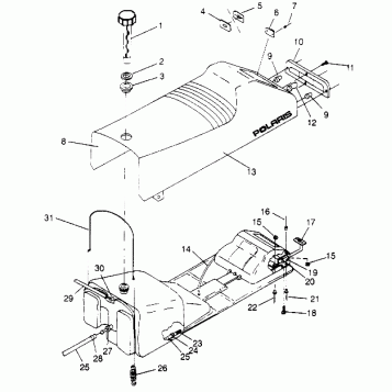 SEAT and GAS TANK ASSEMBLY 500 CARB 0952764 (4929192919A007)
