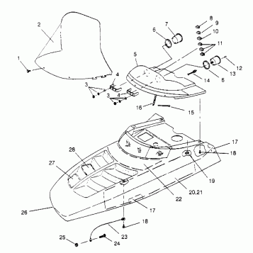 HOOD ASSEMBLY 500 CARB 0952764 (4929192919A010)