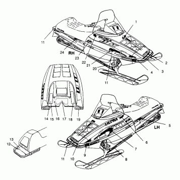 HOOD - DECALS ULTRA SKS 0960578, EURO ULTRA SKS E960578, and  ULTRA RMK 096 (4931683168A013)