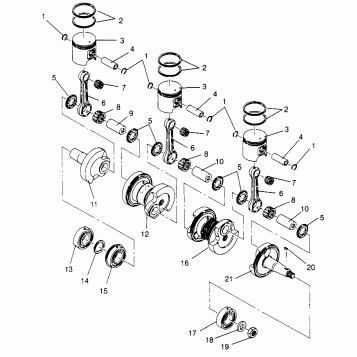 PISTON and CRANKSHAFT XLT RMK 0960956, XLT SKS 0960556 and EUROPEAN XLT SKS (4931813181C011)