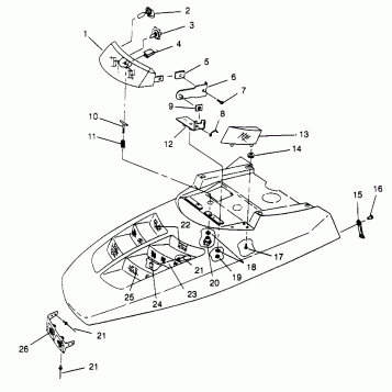 HOOD - HEADLIGHT ASSEMBLY 500 EFI SKS 0962574, 500 EFI RMK 0962974, and EUR (4931983198A012)