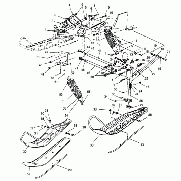 FRONT SUSPENSION and SKI 500 EFI SKS 0962574, 500 EFI RMK 0962974, and EURO (4931983198B001)
