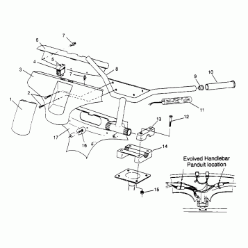 STEERING - HANDLEBAR 500 EFI SKS 0962574, 500 EFI RMK 0962974, and EUROPEAN (4931983198B003)