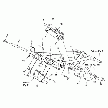 FRONT TORQUE ARM 500 EFI RMK 0962974 (4931983198B012)