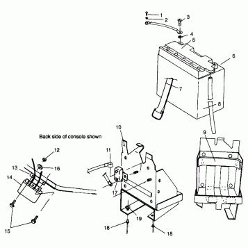 BATTERY BOX 500 EFI SKS 0962574, EFI RMK 0962974, and EUROPEAN 500 EFI SKS (4931983198C006)