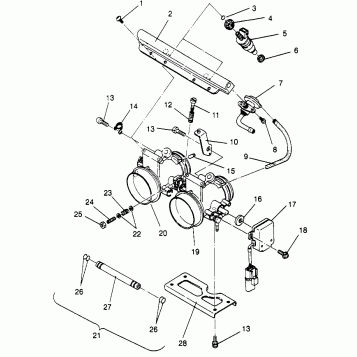 THROTTLE BODY 500 EFI SKS 0962574, 500 EFI RMK 0962974, and EUROPEAN 500 EF (4931983198C012)