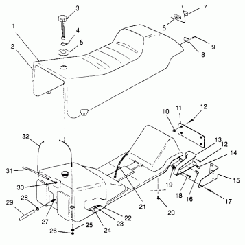 SEAT and GAS TANK ASSEMBLY 600 XCR SP 0965677 and EUROPEAN 600 XCR SP E9656 (4932063206A007)