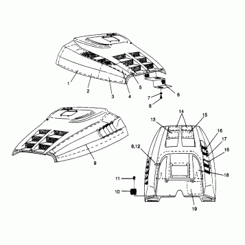 HOOD - FOAM/FOIL 600 XCR 0961676 and EUROPEAN 600 XCR E961676 (4932123212A012)