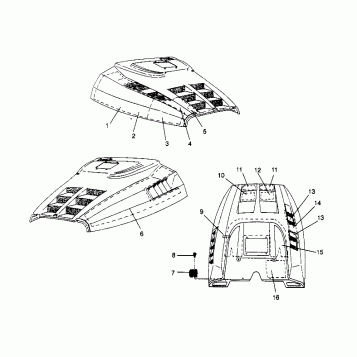 HOOD - FOAM/FOIL SPORT 0960443, SPORT TOURING 0960243  and EUROPEAN SPORT T (4932223222B001)