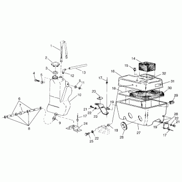 OIL TANK / AIR BOX SPORT 0960443, SPORT TOURING 0960243 and EUROPEAN SPORT (4932223222C009)