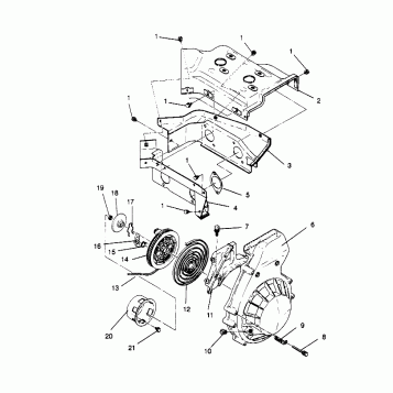 BLOWER HOUSING and RECOIL STARTER SPORT 0960443, SPORT TOURING 0960243  and (4932223222D004)