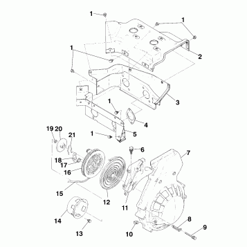 BLOWER HOUSING and RECOIL STARTER - E970243 (4937673767d002)