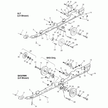 RAIL MOUNTING (SUSPENSION) XLT 0970756, XLT SKS 0970556, and XLT RMK 097095 (4937693769B013)