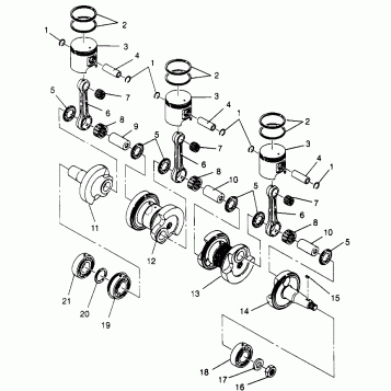 PISTON and CRANKSHAFT  XLT 0970756, XLT SKS 0970556, and XLT RMK 0970956 (4937693769D001)