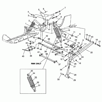 FRONT SUSPENSION and SKI Storm 0975782, Storm SE H975782, European Storm SE (4937823782B003)
