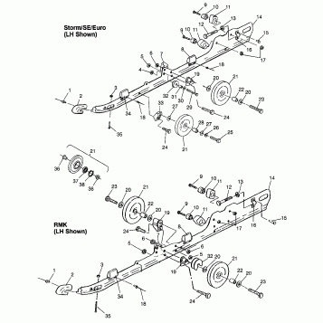 RAIL MOUNTING (SUSPENSION) Storm 0975782, Storm S.E. H975782, European Stor (4937823782C001)