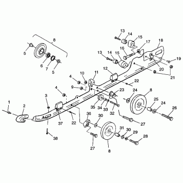 RAIL MOUNTING (SUSPENSION) 600 XCR 0975677, 600 XCR SE H975677 and EUROPEAN (4937963796B012)