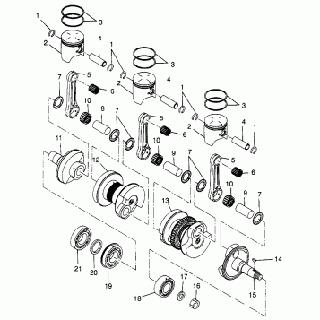 PISTON and CRANKSHAFT ULTRA TOURING 0975378 and EUROPEAN ULTRA TOURING E975 (4938133813C014)