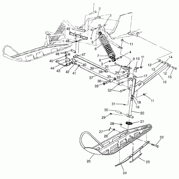 FRONT SUSPENSION and SKI WIDETRAK GT 0972061 and EUROPEAN WIDETRAK GT E9720 (4938173817B001)