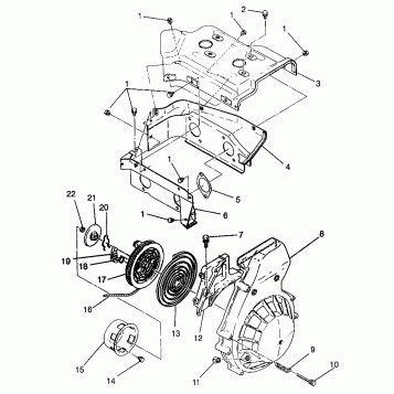 BLOWER HOUSING & RECOIL STARTER TRAIL 0972761, EUROPEAN TRAIL E972761,  TRA (4938313831D008)