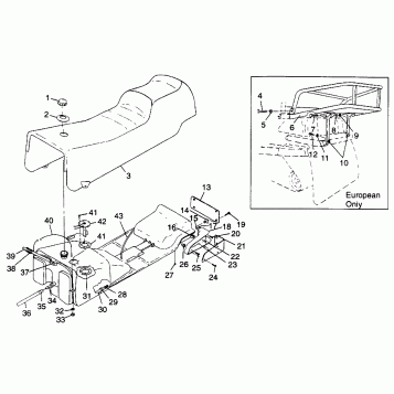 SEAT and GAS TANK CLASSIC TOURING 0973365 and EUROPEAN CLASSIC TOURING E973 (4938493849A009)