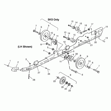 RAIL MOUNTING (SUSPENSION) 700 RMK 0970966, 700 SKS 0970566, and EUROPEAN 7 (4938573857B011)